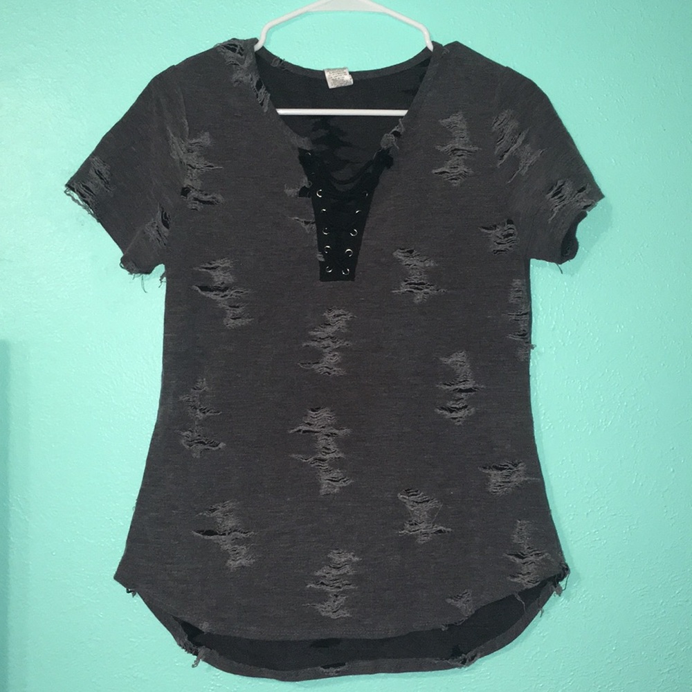 Distressed cross lace chest